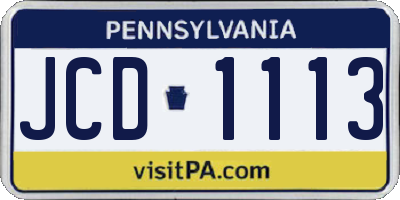 PA license plate JCD1113