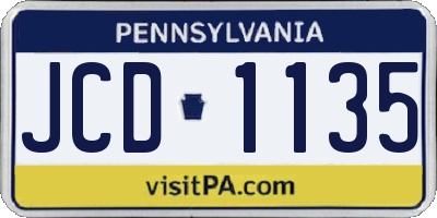 PA license plate JCD1135