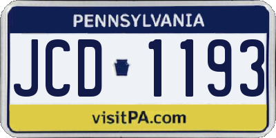 PA license plate JCD1193