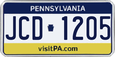 PA license plate JCD1205