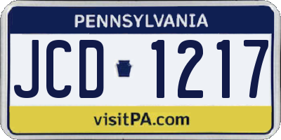 PA license plate JCD1217