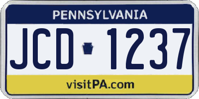 PA license plate JCD1237
