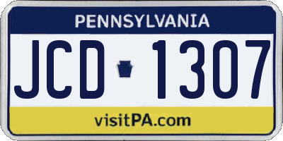 PA license plate JCD1307