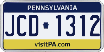 PA license plate JCD1312