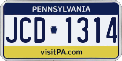 PA license plate JCD1314