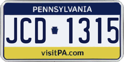 PA license plate JCD1315