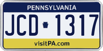 PA license plate JCD1317
