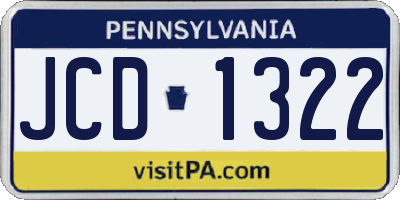 PA license plate JCD1322