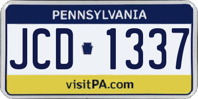 PA license plate JCD1337