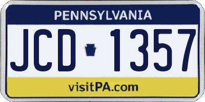 PA license plate JCD1357