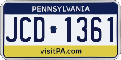 PA license plate JCD1361