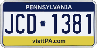 PA license plate JCD1381
