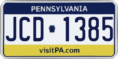 PA license plate JCD1385