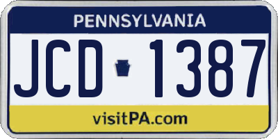 PA license plate JCD1387