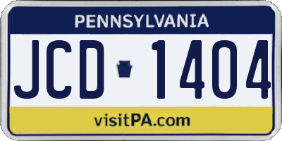 PA license plate JCD1404