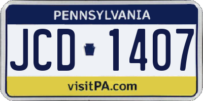 PA license plate JCD1407