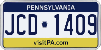 PA license plate JCD1409