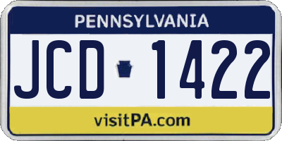 PA license plate JCD1422