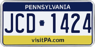PA license plate JCD1424