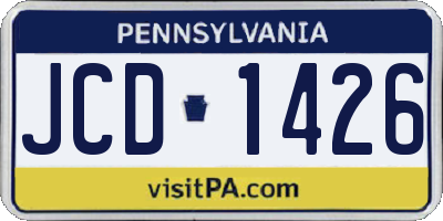 PA license plate JCD1426