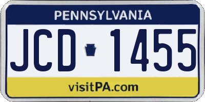 PA license plate JCD1455