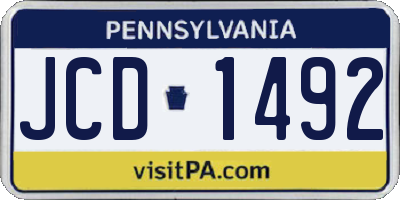 PA license plate JCD1492