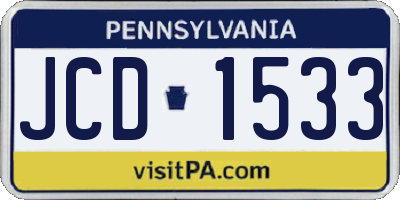 PA license plate JCD1533