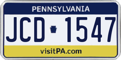PA license plate JCD1547
