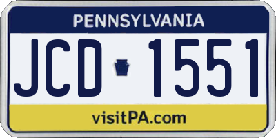 PA license plate JCD1551