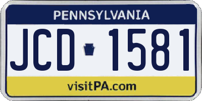 PA license plate JCD1581