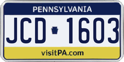 PA license plate JCD1603