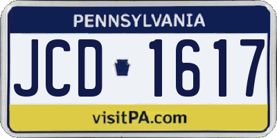 PA license plate JCD1617
