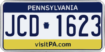 PA license plate JCD1623