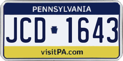 PA license plate JCD1643