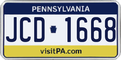 PA license plate JCD1668