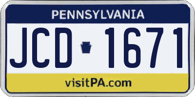 PA license plate JCD1671