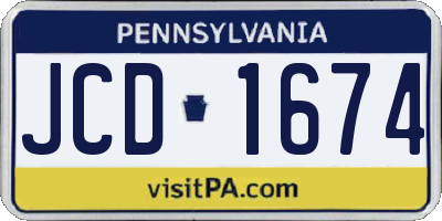 PA license plate JCD1674