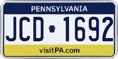 PA license plate JCD1692