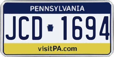 PA license plate JCD1694