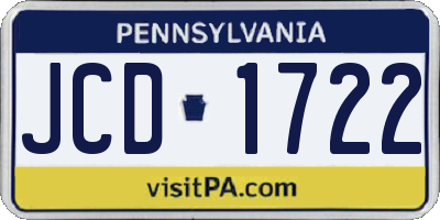 PA license plate JCD1722