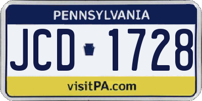 PA license plate JCD1728