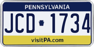 PA license plate JCD1734