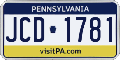 PA license plate JCD1781