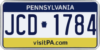 PA license plate JCD1784