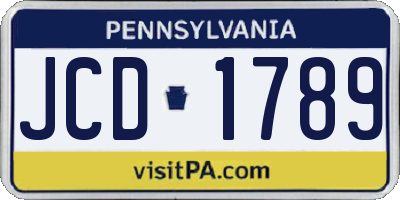 PA license plate JCD1789