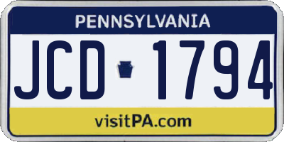 PA license plate JCD1794