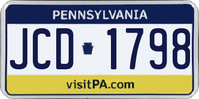 PA license plate JCD1798