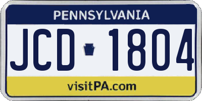 PA license plate JCD1804