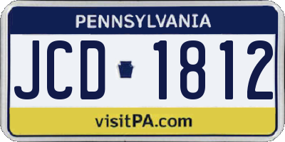 PA license plate JCD1812