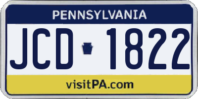 PA license plate JCD1822